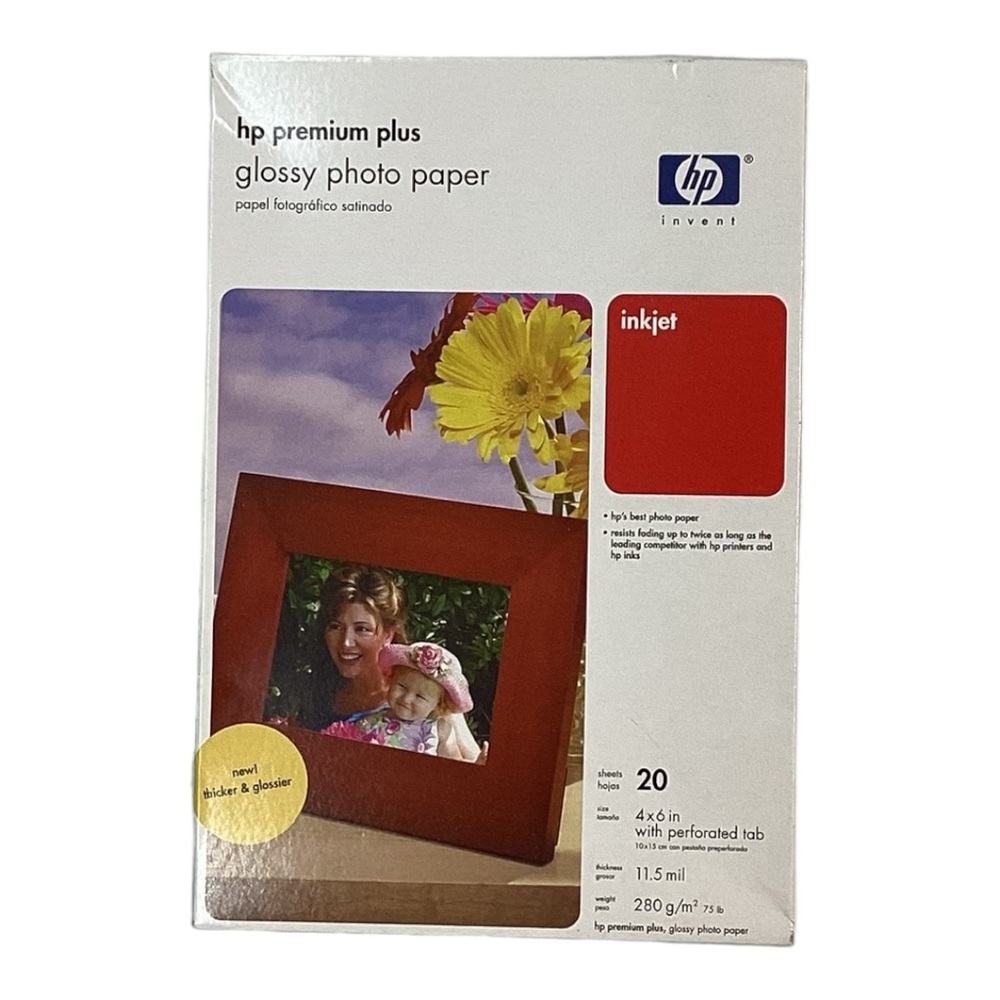 NEW HP Premium Plus Glossy 4x6 11.5 mil Photo Paper 20 Sheets‎ Q1977A